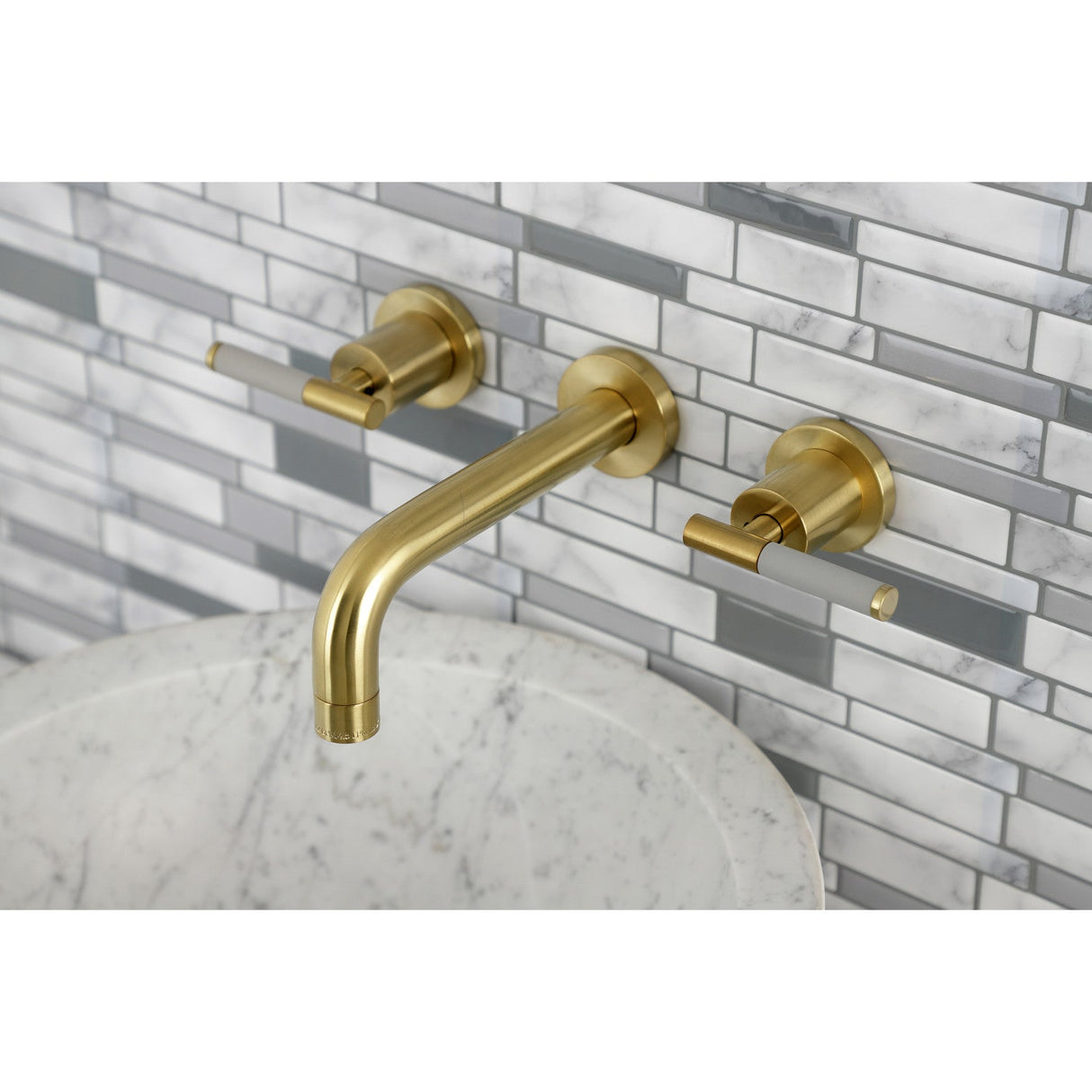 Kaiser KS8127CKL Two-Handle Wall Mount Bathroom Faucet, Brushed Brass