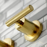 Manhattan KS8127CML Two-Handle 3-Hole Wall Mount Bathroom Faucet, Brushed Brass