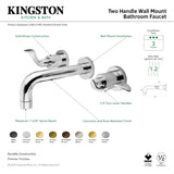 NuWave KS8127DFL Two-Handle 3-Hole Wall Mount Bathroom Faucet, Brushed Brass