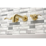 NuWave KS8127DFL Two-Handle 3-Hole Wall Mount Bathroom Faucet, Brushed Brass