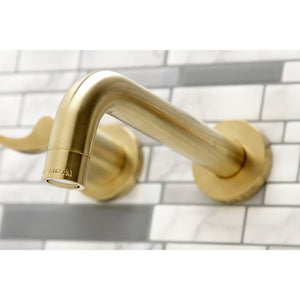 NuWave KS8127DFL Two-Handle 3-Hole Wall Mount Bathroom Faucet, Brushed Brass