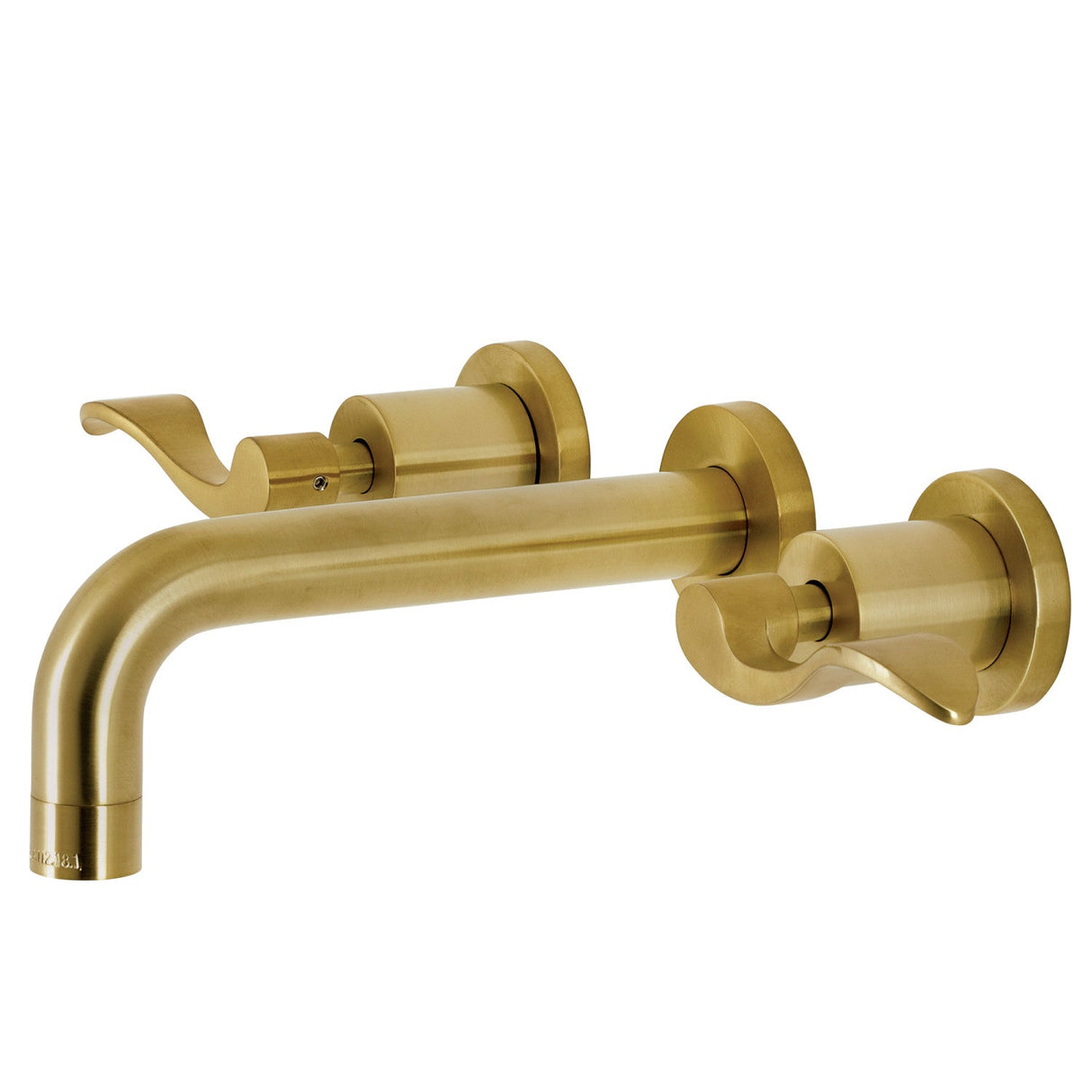 NuWave KS8127DFL Two-Handle 3-Hole Wall Mount Bathroom Faucet, Brushed Brass