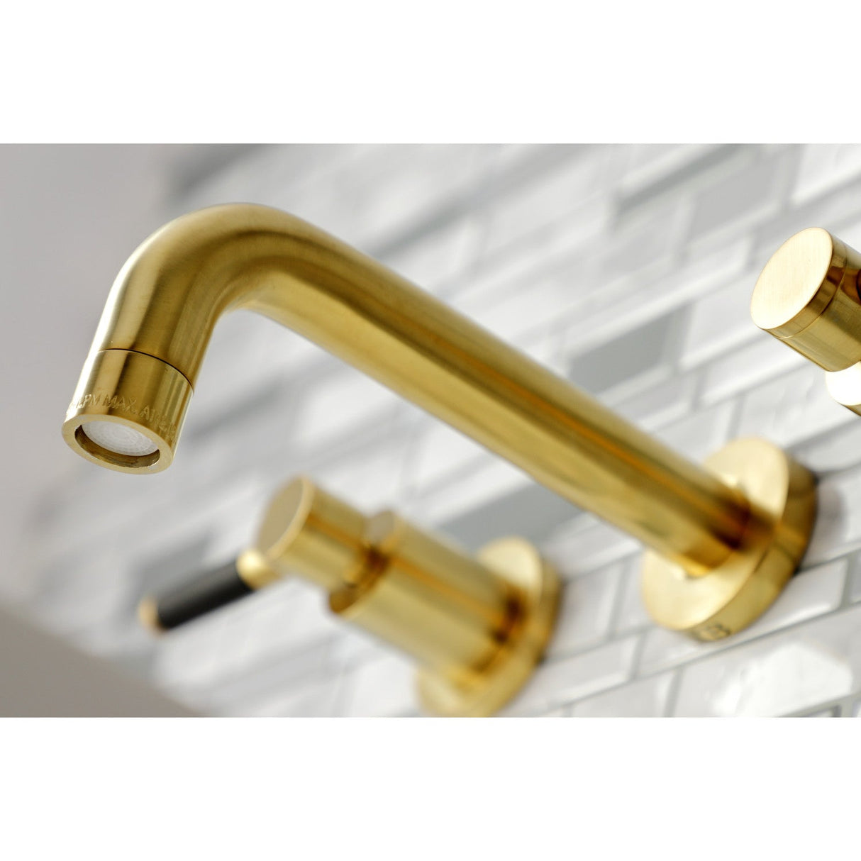Kaiser KS8127DKL Two-Handle 3-Hole Wall Mount Bathroom Faucet, Brushed Brass