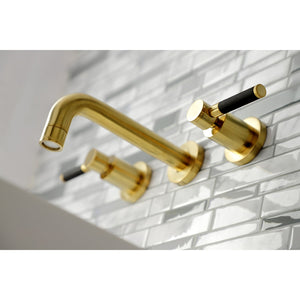 Kaiser KS8127DKL Two-Handle 3-Hole Wall Mount Bathroom Faucet, Brushed Brass