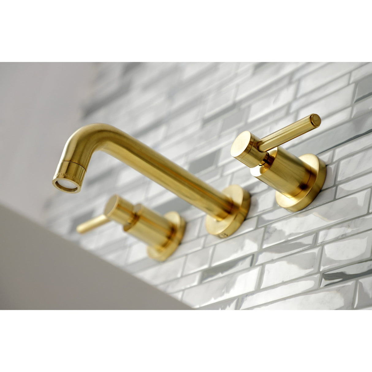 Concord KS8127DL Two-Handle 3-Hole Wall Mount Bathroom Faucet, Brushed Brass