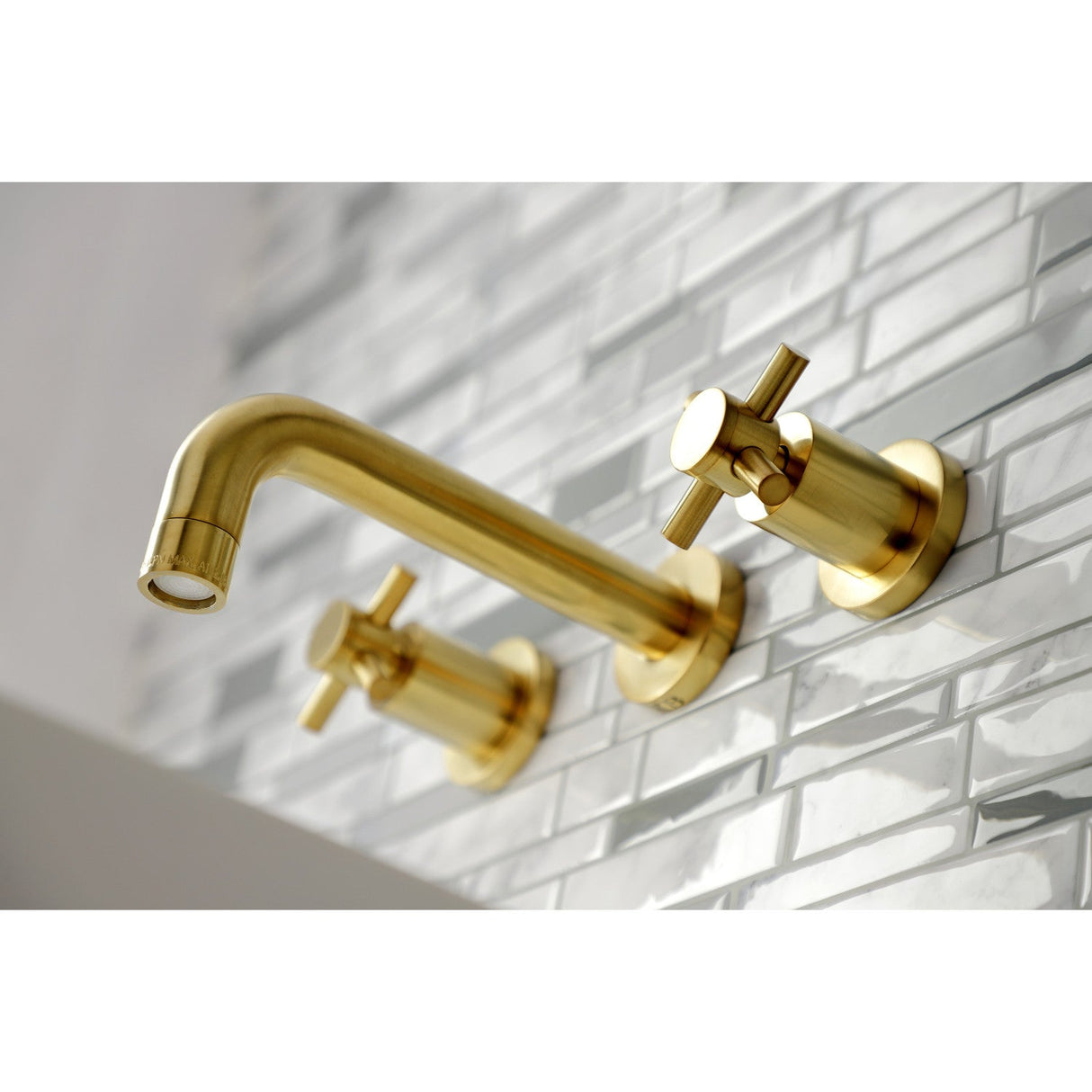 Concord KS8127DX Two-Handle 3-Hole Wall Mount Bathroom Faucet, Brushed Brass