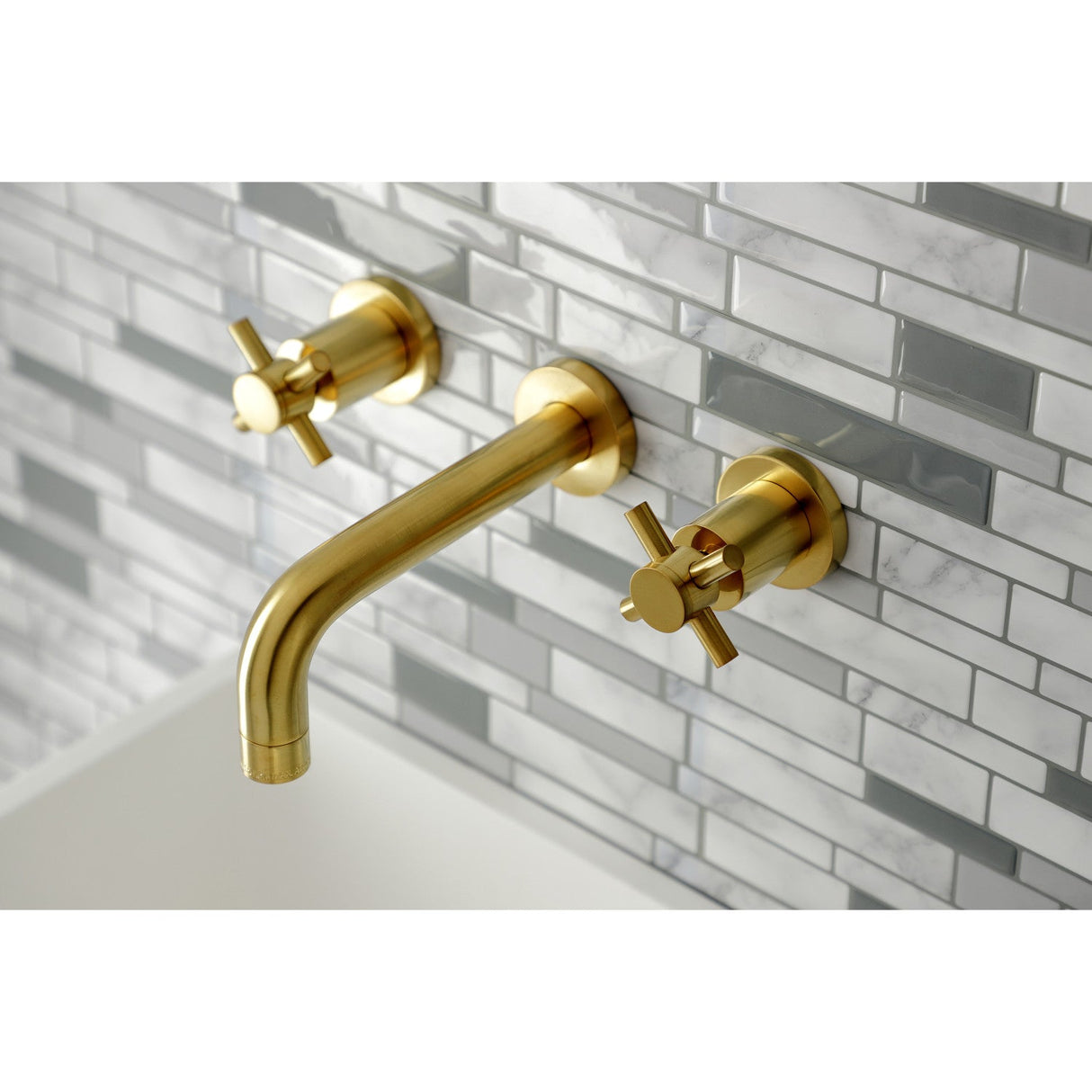 Concord KS8127DX Two-Handle 3-Hole Wall Mount Bathroom Faucet, Brushed Brass