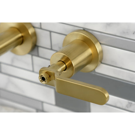 Whitaker KS8127KL Two-Handle 3-Hole Wall Mount Bathroom Faucet, Brushed Brass