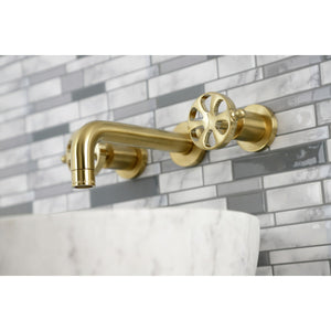 Belknap KS8127RX Two-Handle 3-Hole Wall Mount Bathroom Faucet, Brushed Brass