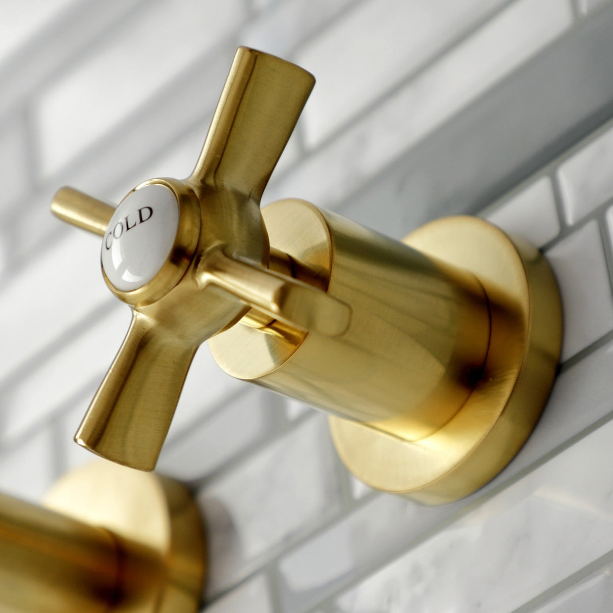 Millennium KS8127ZX Two-Handle 3-Hole Wall Mount Bathroom Faucet, Brushed Brass