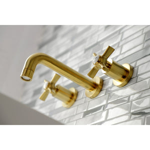 Millennium KS8127ZX Two-Handle 3-Hole Wall Mount Bathroom Faucet, Brushed Brass