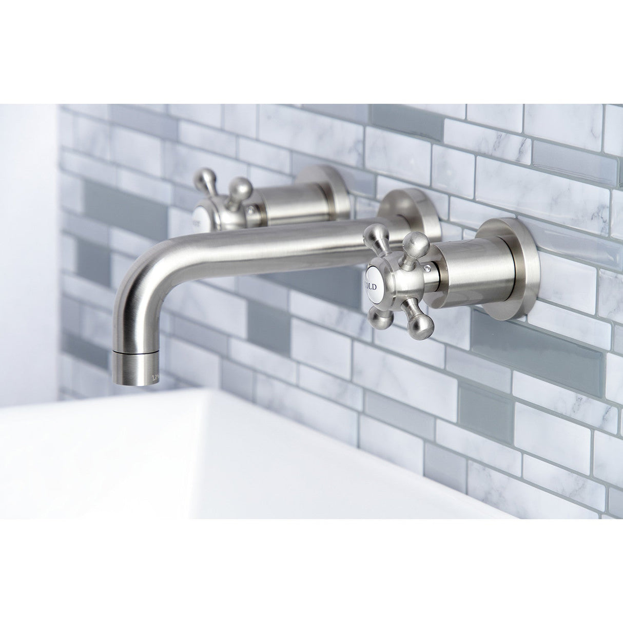 Metropolitan KS8128BX Two-Handle 3-Hole Wall Mount Bathroom Faucet, Brushed Nickel