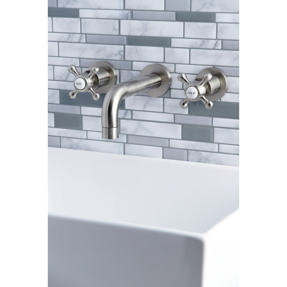 Metropolitan KS8128BX Two-Handle 3-Hole Wall Mount Bathroom Faucet, Brushed Nickel