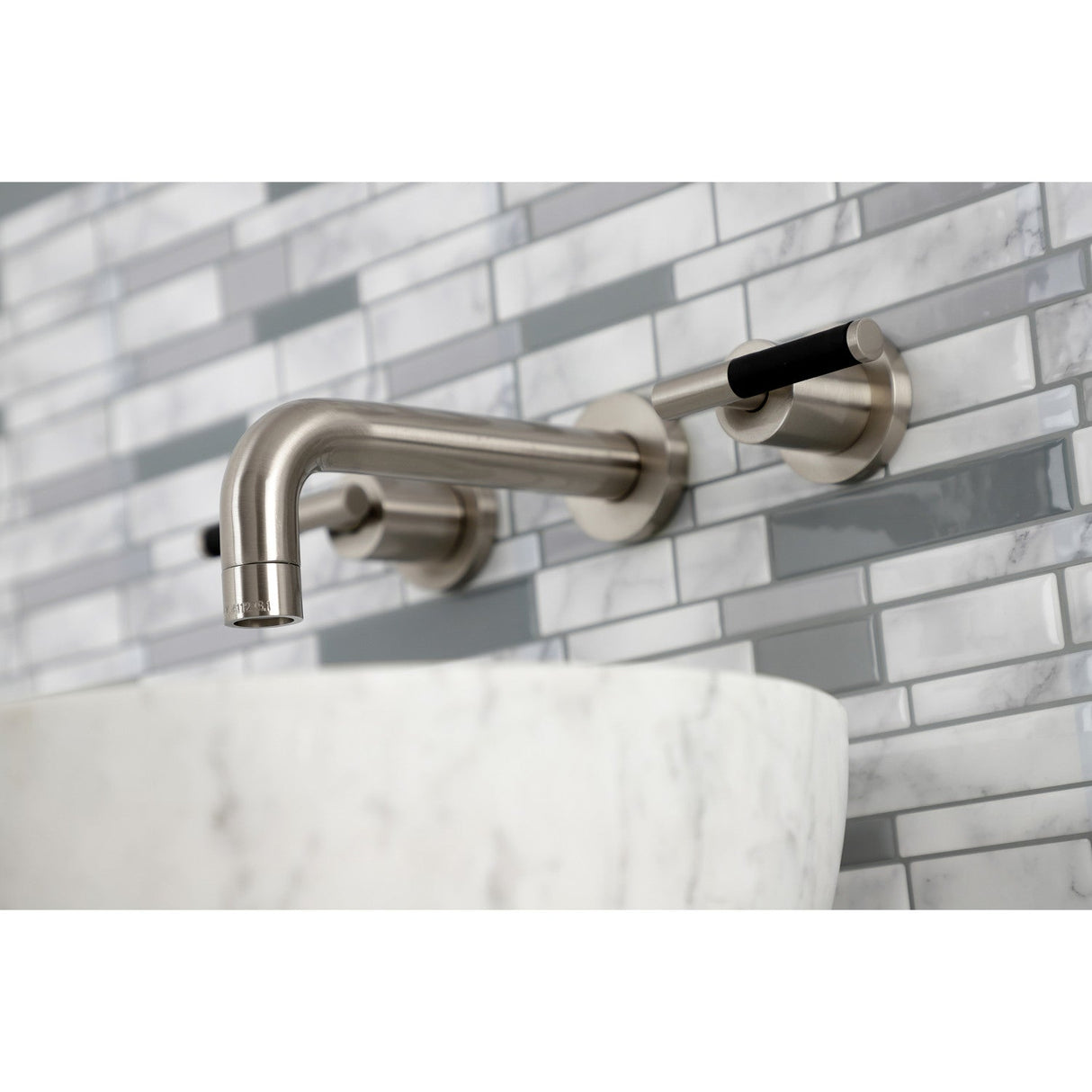 Kaiser KS8128CKL Two-Handle Wall Mount Bathroom Faucet, Brushed Nickel