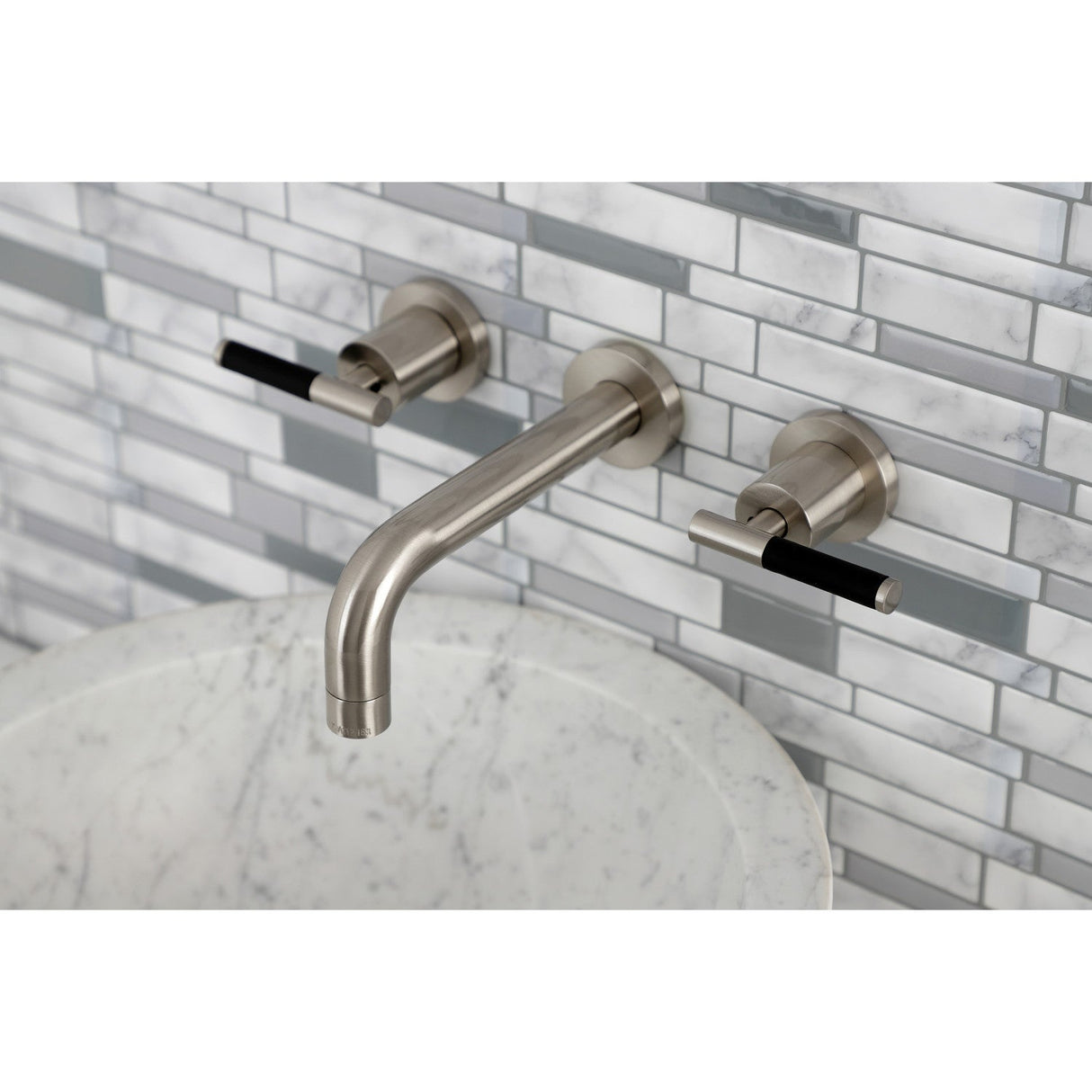 Kaiser KS8128CKL Two-Handle Wall Mount Bathroom Faucet, Brushed Nickel