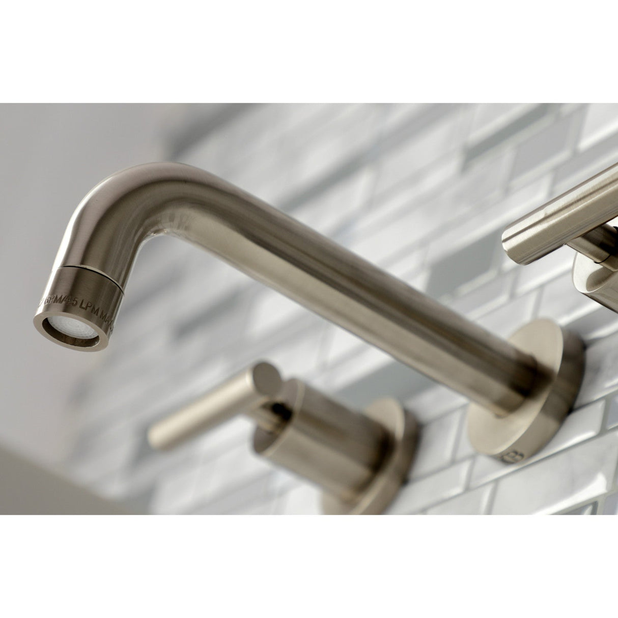 Manhattan KS8128CML Two-Handle 3-Hole Wall Mount Bathroom Faucet, Brushed Nickel