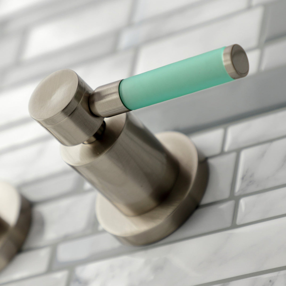 Kaiser KS8128DKL Two-Handle 3-Hole Wall Mount Bathroom Faucet, Brushed Nickel