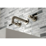 Kaiser KS8128DKL Two-Handle 3-Hole Wall Mount Bathroom Faucet, Brushed Nickel