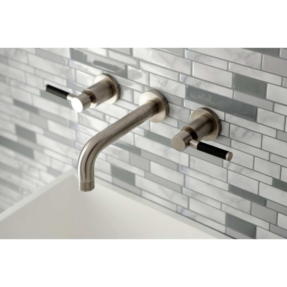 Kaiser KS8128DKL Two-Handle 3-Hole Wall Mount Bathroom Faucet, Brushed Nickel