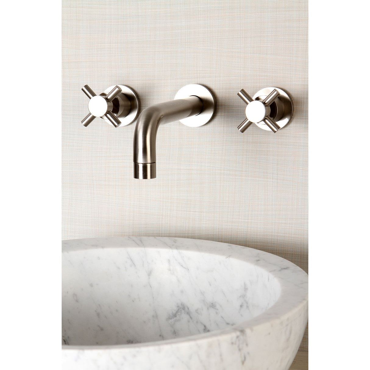 Concord KS8128DX Two-Handle 3-Hole Wall Mount Bathroom Faucet, Brushed Nickel