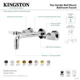 Whitaker KS8128KL Two-Handle 3-Hole Wall Mount Bathroom Faucet, Brushed Nickel