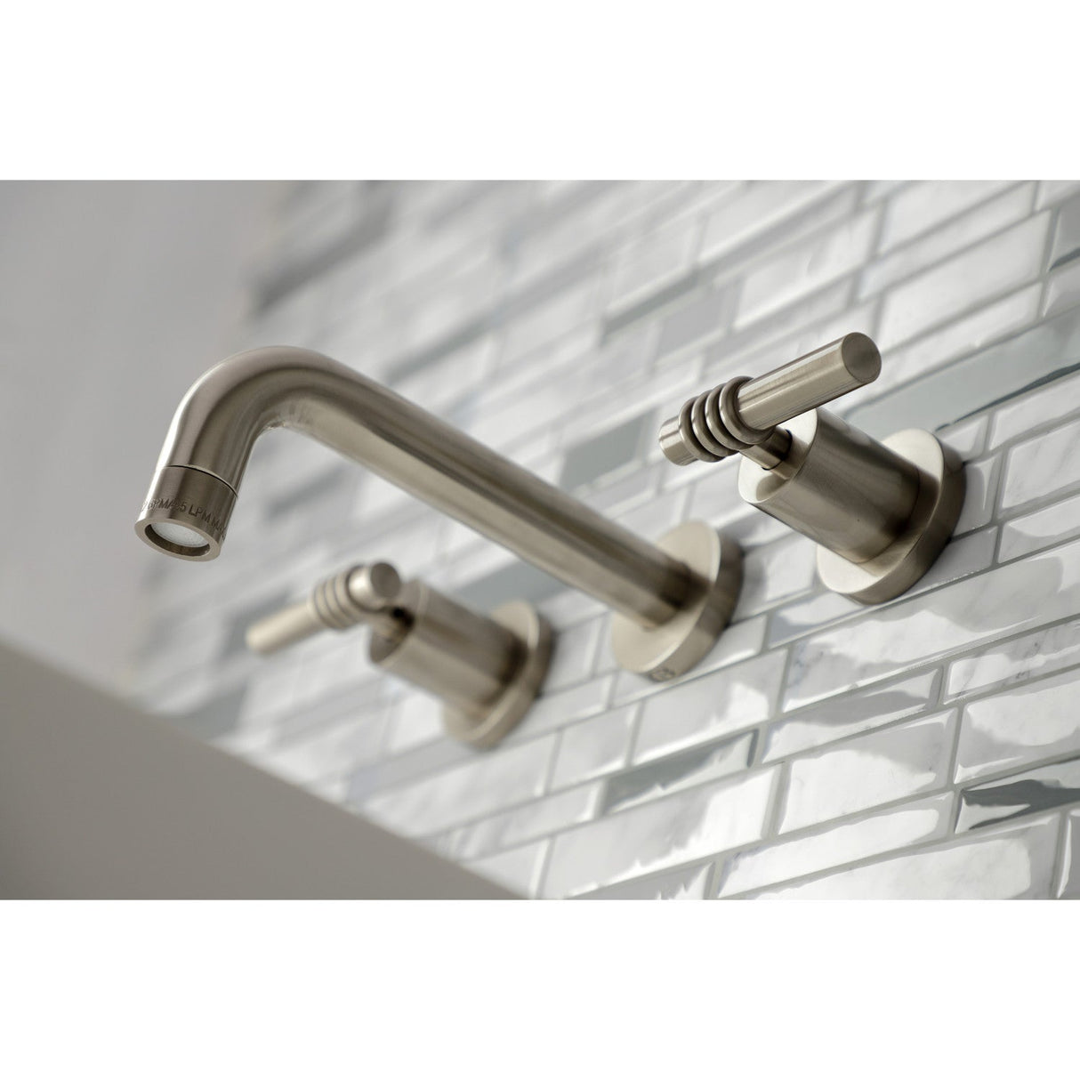 Milano KS8128ML Two-Handle 3-Hole Wall Mount Bathroom Faucet, Brushed Nickel