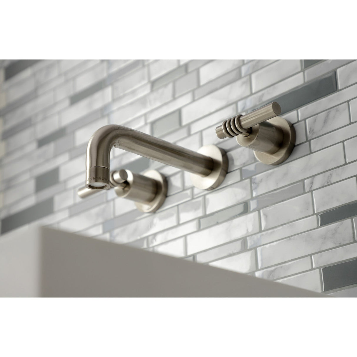 Milano KS8128ML Two-Handle 3-Hole Wall Mount Bathroom Faucet, Brushed Nickel
