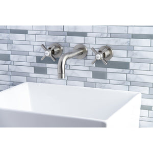 Millennium KS8128ZX Two-Handle 3-Hole Wall Mount Bathroom Faucet, Brushed Nickel
