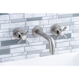 Millennium KS8128ZX Two-Handle 3-Hole Wall Mount Bathroom Faucet, Brushed Nickel