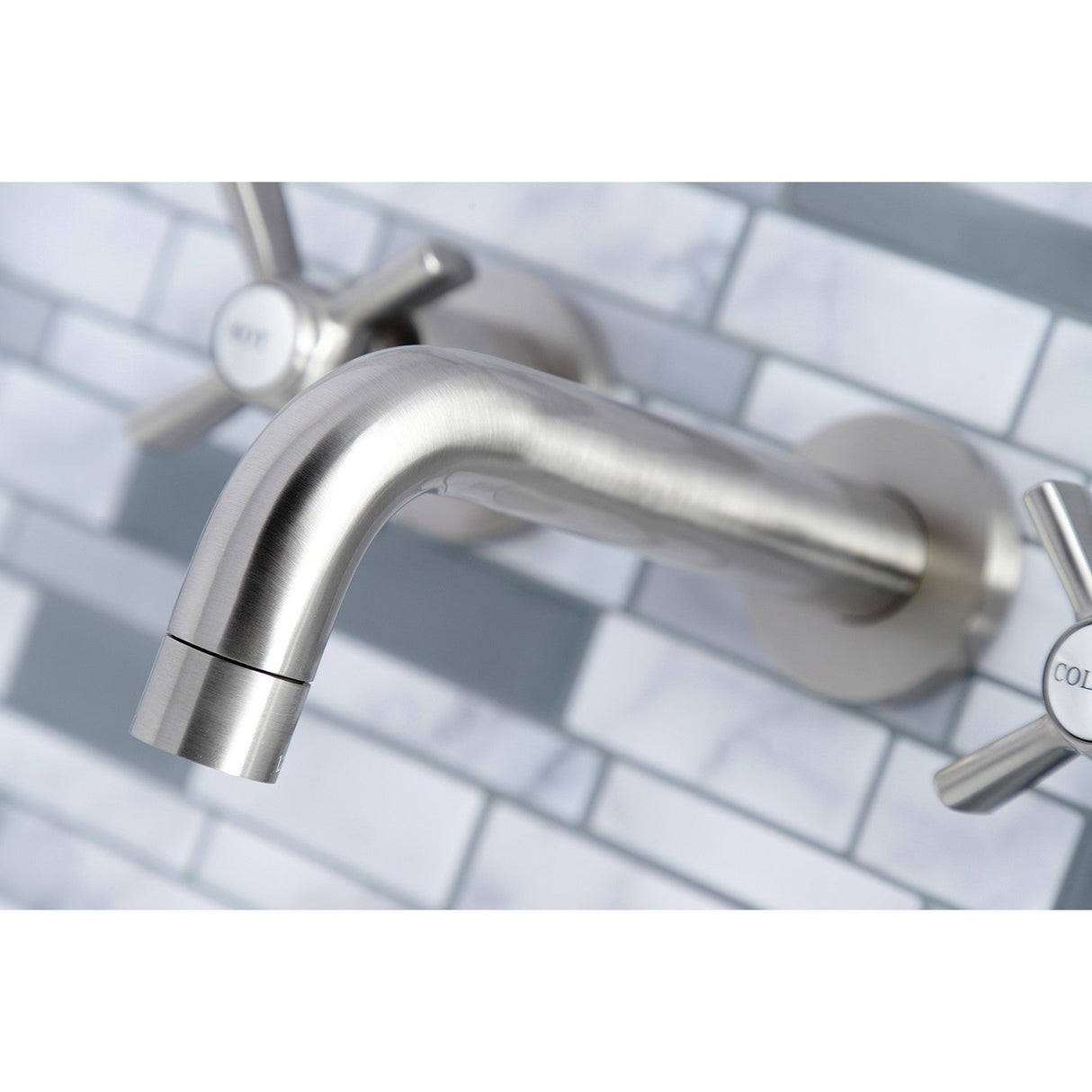 Millennium KS8128ZX Two-Handle 3-Hole Wall Mount Bathroom Faucet, Brushed Nickel