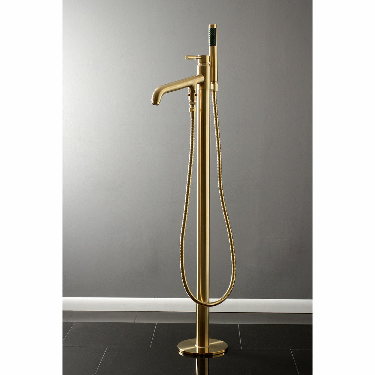 Concord KS8137DL Single-Handle 1-Hole Freestanding Tub Faucet with Hand Shower, Brushed Brass