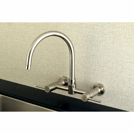 Concord KS8178DL Two-Handle 2-Hole Wall Mount Kitchen Faucet, Brushed Nickel