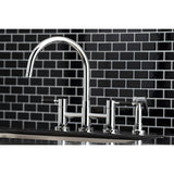 Kaiser KS8271DKLBS Two-Handle 4-Hole Deck Mount Bridge Kitchen Faucet with Brass Sprayer, Polished Chrome