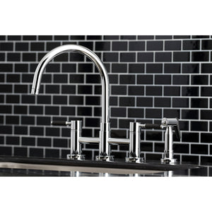 Kaiser KS8271DKLBS Two-Handle 4-Hole Deck Mount Bridge Kitchen Faucet with Brass Sprayer, Polished Chrome