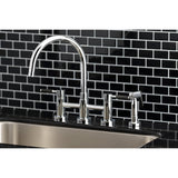 Kaiser KS8271DKLBS Two-Handle 4-Hole Deck Mount Bridge Kitchen Faucet with Brass Sprayer, Polished Chrome