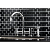 Kaiser KS8271DKLBS Two-Handle 4-Hole Deck Mount Bridge Kitchen Faucet with Brass Sprayer, Polished Chrome