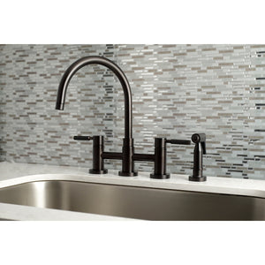 Kaiser KS8275DKLBS Two-Handle 4-Hole Deck Mount Bridge Kitchen Faucet with Brass Sprayer, Oil Rubbed Bronze