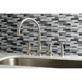 Kaiser KS8278DKLBS Two-Handle 4-Hole Deck Mount Bridge Kitchen Faucet with Brass Sprayer, Brushed Nickel