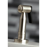 Concord KS8278DLBS Two-Handle 4-Hole Deck Mount Bridge Kitchen Faucet with Brass Sprayer, Brushed Nickel
