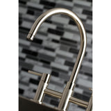 Concord KS8278DLBS Two-Handle 4-Hole Deck Mount Bridge Kitchen Faucet with Brass Sprayer, Brushed Nickel