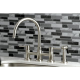 Concord KS8278DLBS Two-Handle 4-Hole Deck Mount Bridge Kitchen Faucet with Brass Sprayer, Brushed Nickel