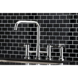 Kaiser KS8281DKLBS Two-Handle 4-Hole Deck Mount Bridge Kitchen Faucet with Brass Sprayer, Polished Chrome
