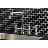 Kaiser KS8281DKLBS Two-Handle 4-Hole Deck Mount Bridge Kitchen Faucet with Brass Sprayer, Polished Chrome