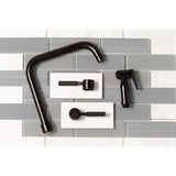 Kaiser KS8285DKLBS Two-Handle 4-Hole Deck Mount Bridge Kitchen Faucet with Brass Sprayer, Oil Rubbed Bronze