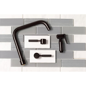 Kaiser KS8285DKLBS Two-Handle 4-Hole Deck Mount Bridge Kitchen Faucet with Brass Sprayer, Oil Rubbed Bronze
