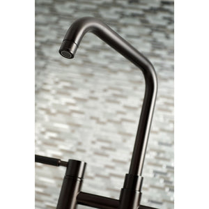 Kaiser KS8285DKLBS Two-Handle 4-Hole Deck Mount Bridge Kitchen Faucet with Brass Sprayer, Oil Rubbed Bronze