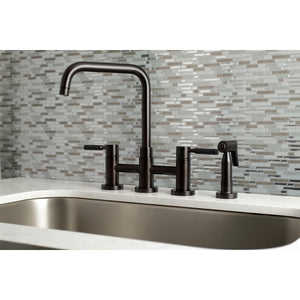Kaiser KS8285DKLBS Two-Handle 4-Hole Deck Mount Bridge Kitchen Faucet with Brass Sprayer, Oil Rubbed Bronze