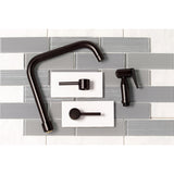 Concord KS8285DLBS Two-Handle 4-Hole Deck Mount Bridge Kitchen Faucet with Brass Sprayer, Oil Rubbed Bronze