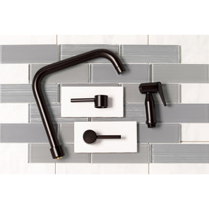 Concord KS8285DLBS Two-Handle 4-Hole Deck Mount Bridge Kitchen Faucet with Brass Sprayer, Oil Rubbed Bronze