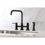 Concord KS8285DLBS Two-Handle 4-Hole Deck Mount Bridge Kitchen Faucet with Brass Sprayer, Oil Rubbed Bronze